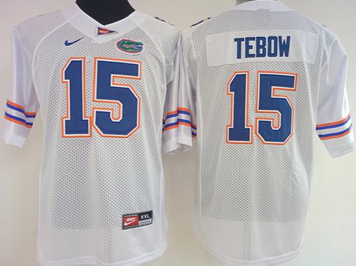 Gators #15 Tim Tebow White Women's Stitched NCAA Jersey